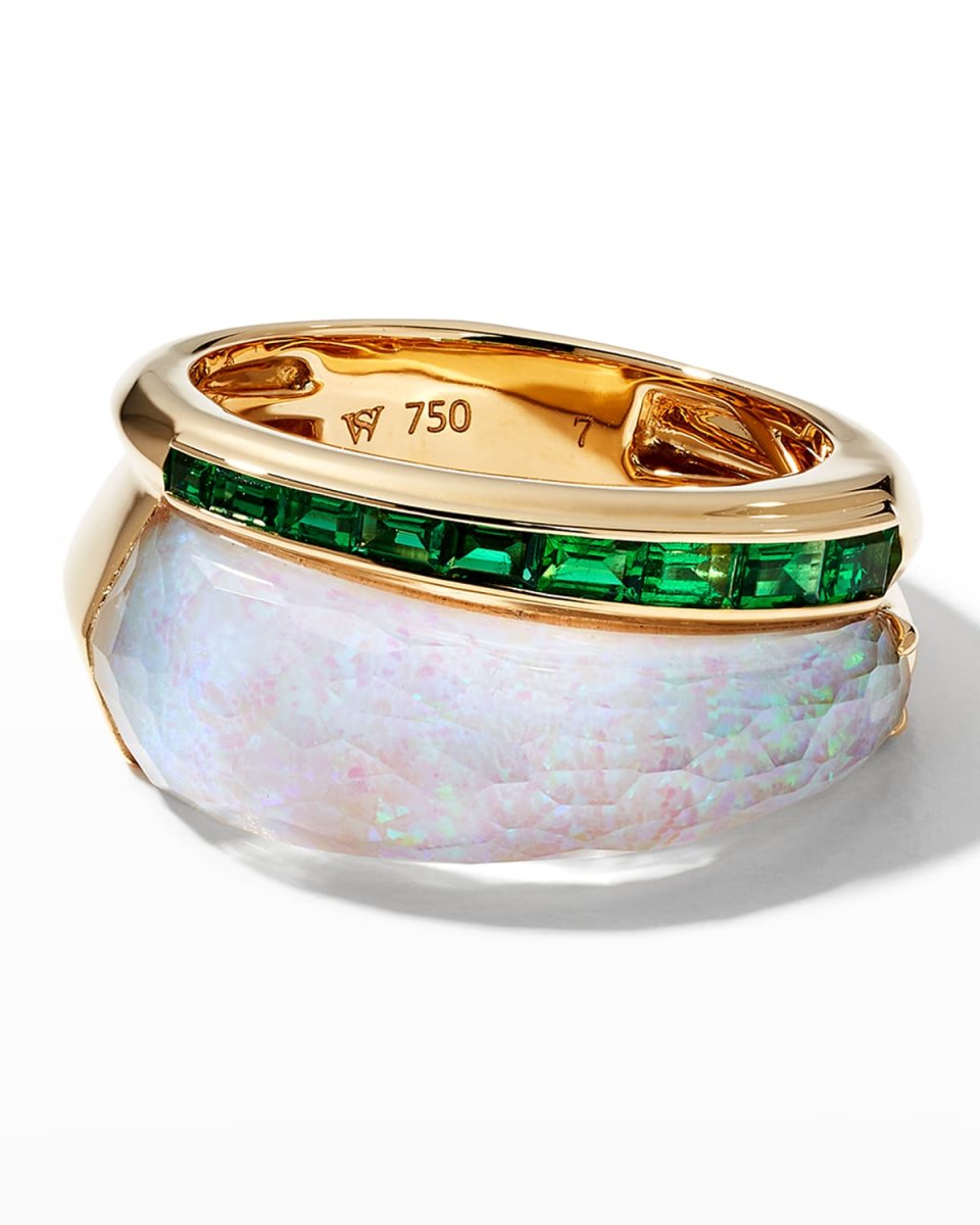 Slimline Ring Set with White Opalescent Quartz