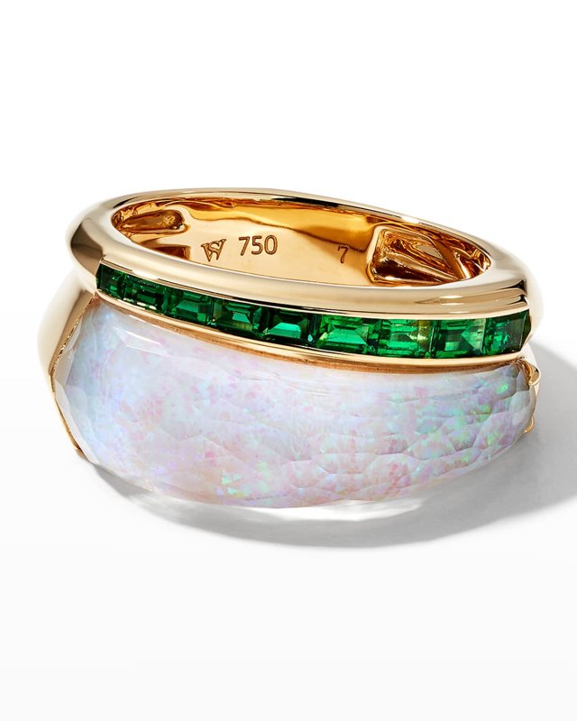 Slimline Ring Set with White Opalescent Quartz