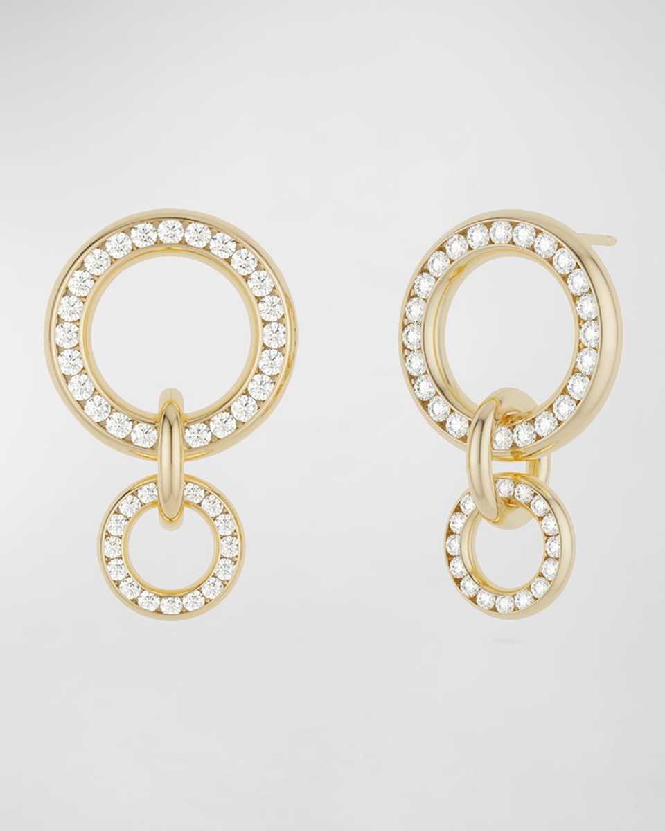 White Gold 3-Link Earrings with White Diamonds