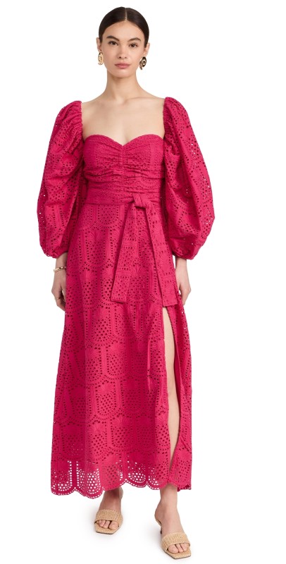 SUNDRESS Lia Dress Pineapple Eyelet Fuchsia