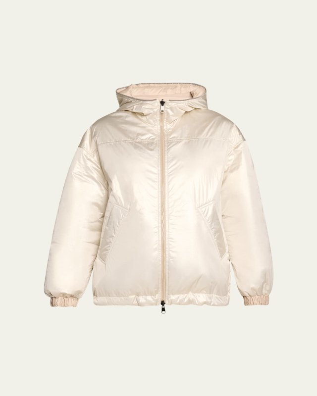 Reversible Techno Taffeta Nylon Hooded Jacket
