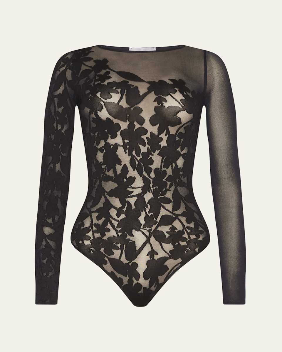 Graphic Floral Thong Bodysuit