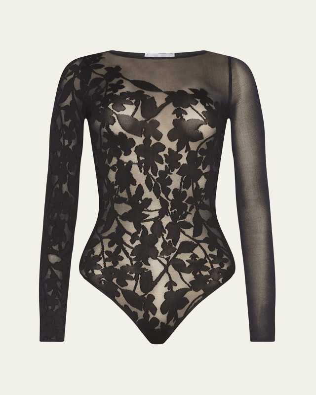 Graphic Floral Thong Bodysuit