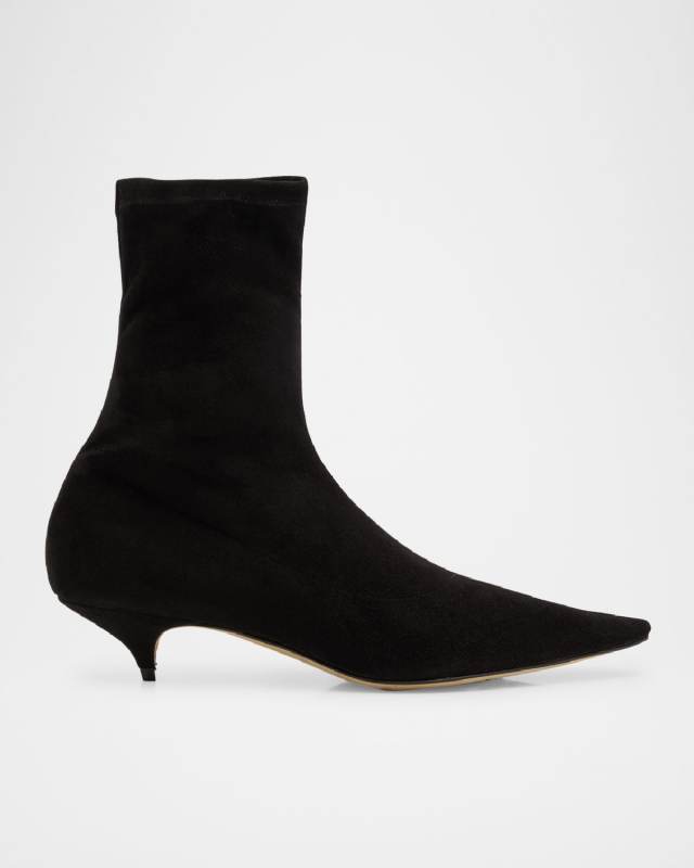 Liisa Suede Kitten-Heel Booties