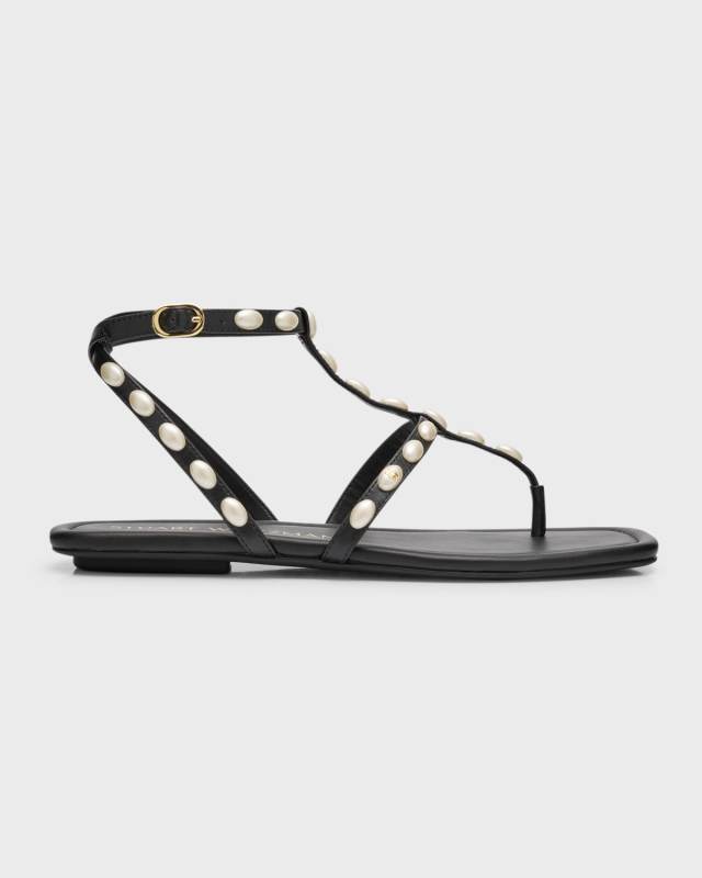 Pearlita Stud T-Strap Sandals
