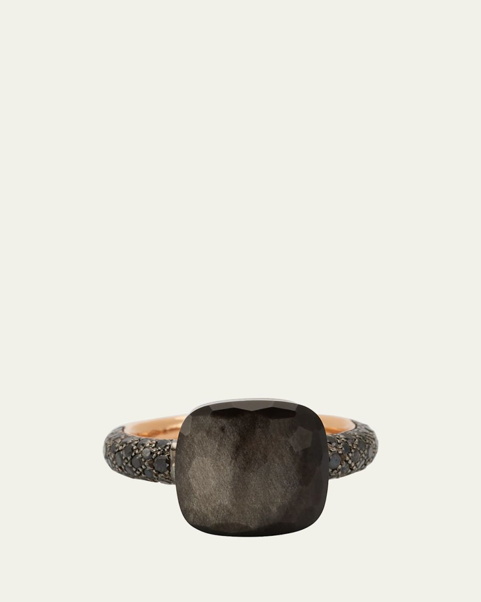 Nudo Maxi 18k Gold Ring with Obsidian and Black Diamonds