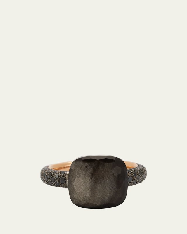Nudo Maxi 18k Gold Ring with Obsidian and Black Diamonds
