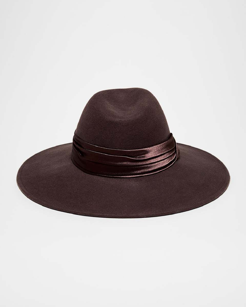 Emmanuelle Wide-Brim Felt Fedora Hat