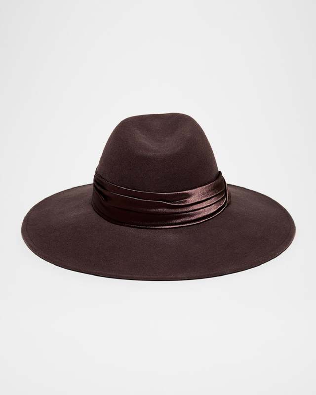 Emmanuelle Wide-Brim Felt Fedora Hat
