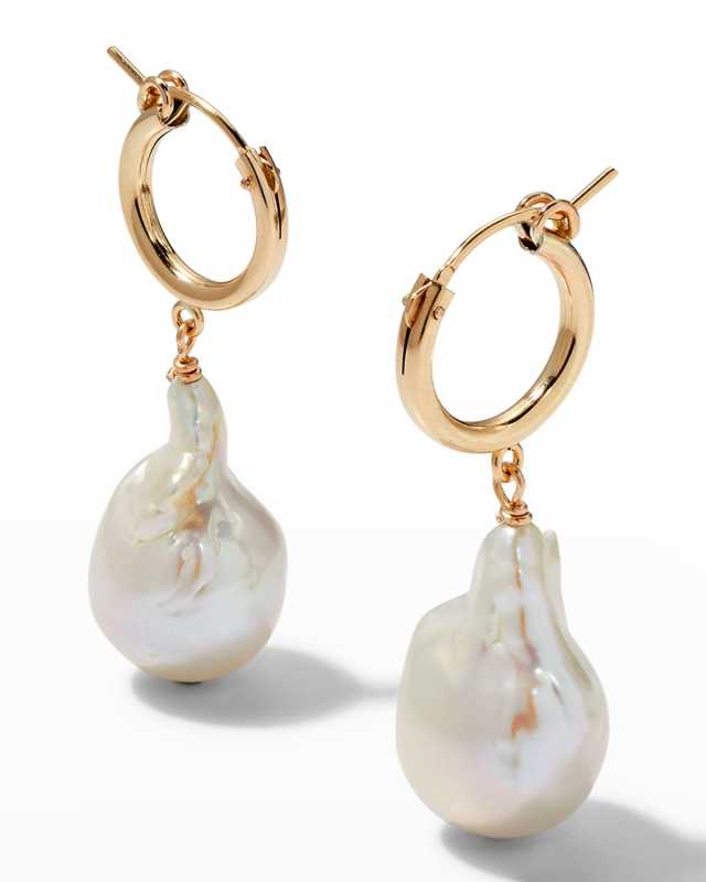 Baroque Pearl Huggie Earrings