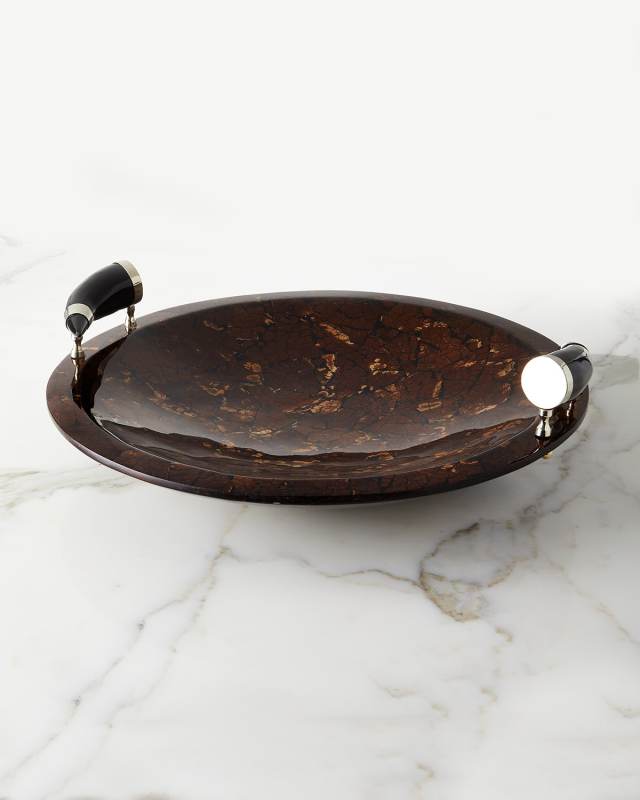 Round Platter with Horn Handles