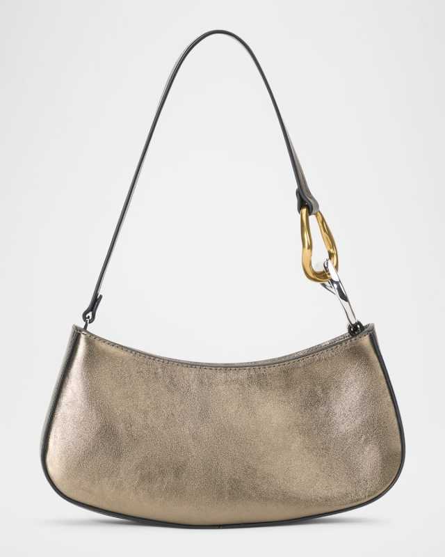 Ollie Zip Metallic Leather Shoulder Bag