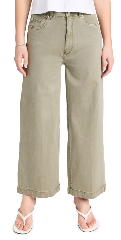 DL1961 Hepburn Wide Leg: High Rise Vintage Jeans Alpine Green (Twill)