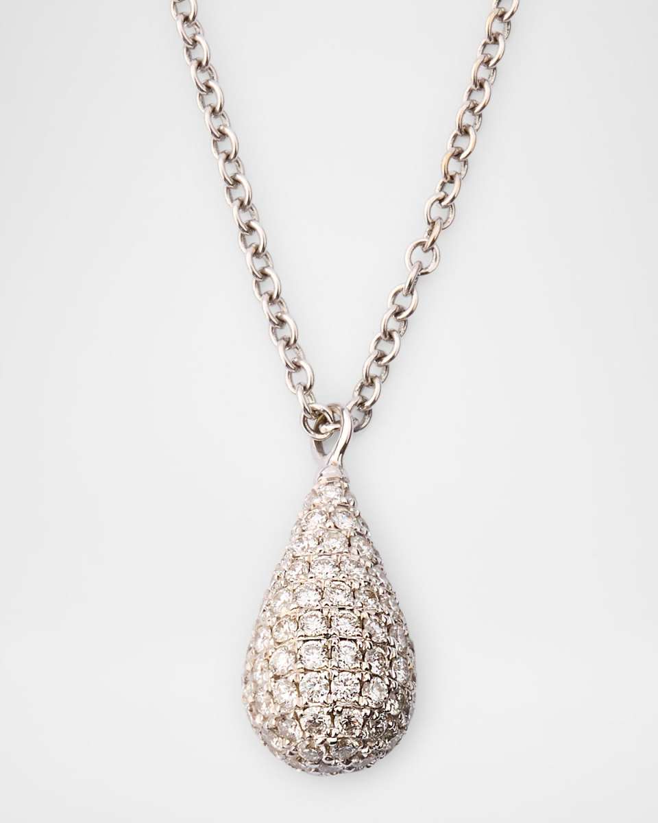18K White Gold Round Diamond Pendant