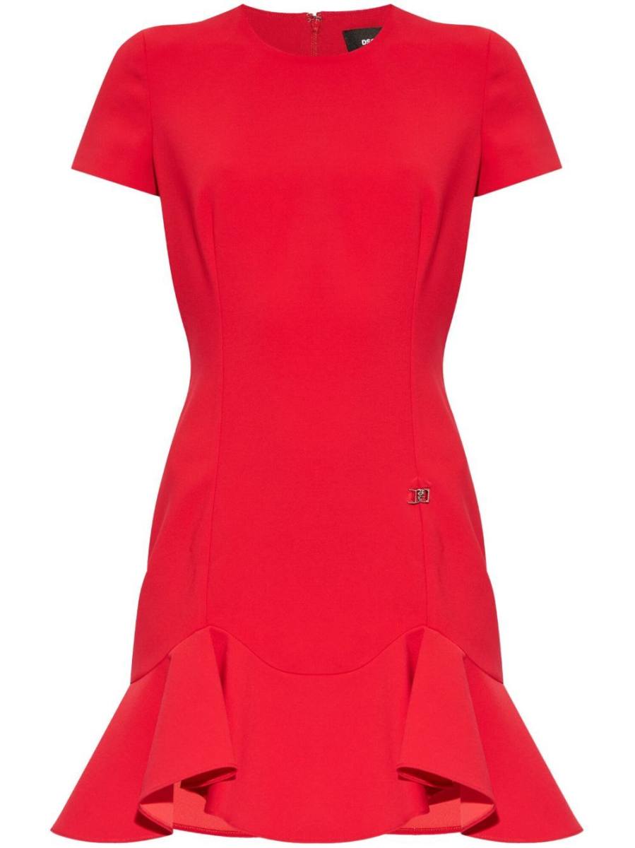 ruffled-hem mini dress