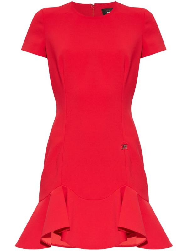 ruffled-hem mini dress