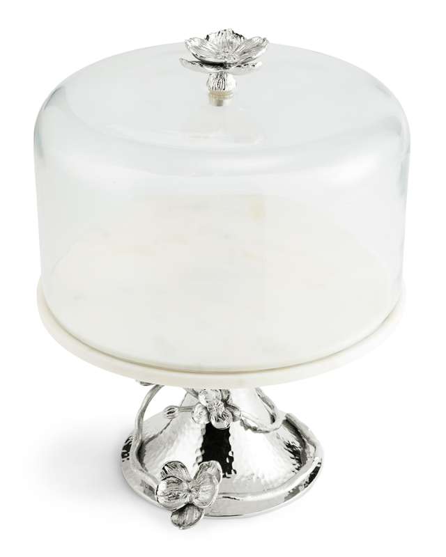 White Orchid Cake Stand with Dome