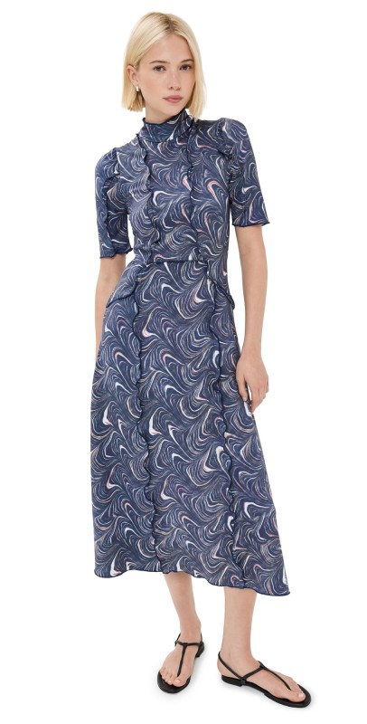 Sea Amara Marble Print Dress Navy