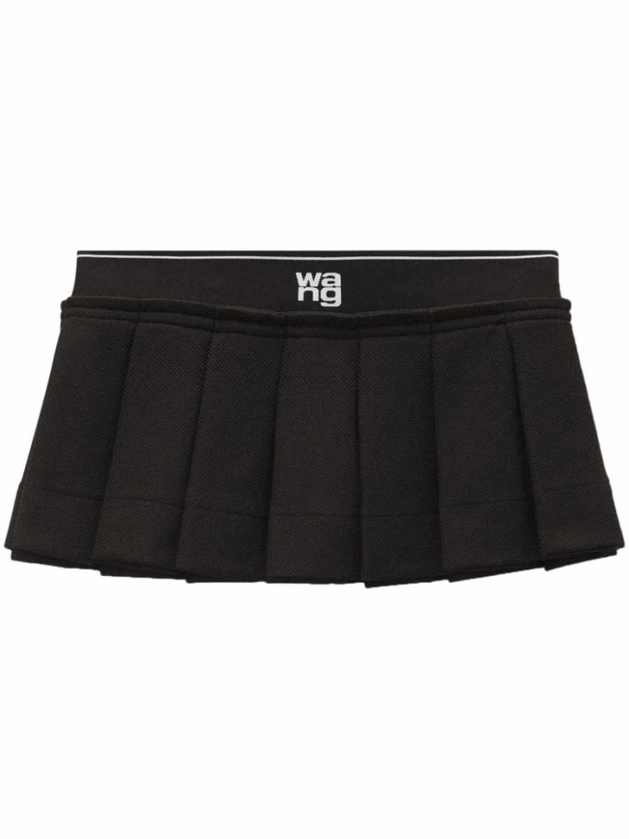 logo-waistband pleated mini skirt