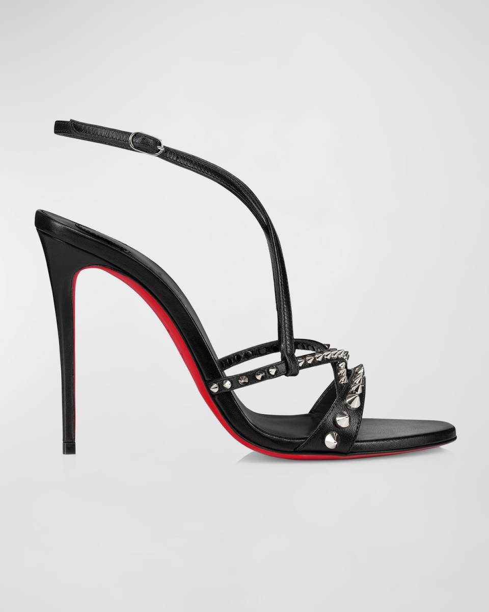 Tatooshka Spikes Red Sole Ankle-Strap Sandals
