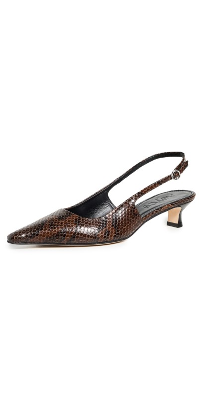 AEYDE Catrina Snake Print Calf Leather Moka Slingbacks Moka