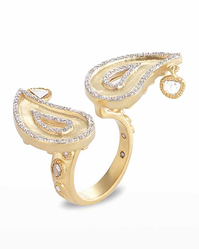 Affinity 20K Double-Paisley Diamond Ring, Size