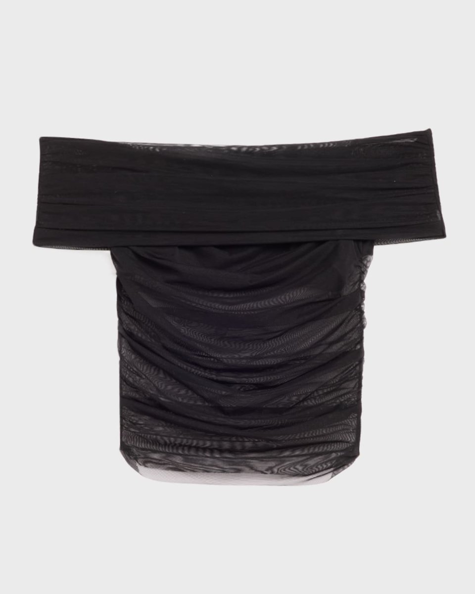 Isadola Ruched Mesh Crop Top