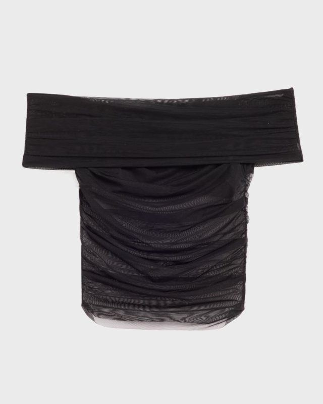 Isadola Ruched Mesh Crop Top