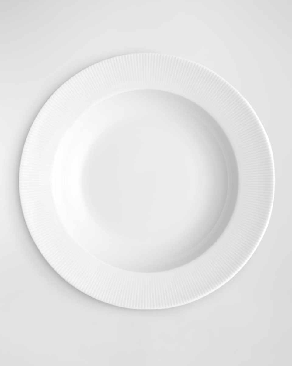 Eventail Set Of 4 Rimmed Pinstripe Soup Plates - 8.5"