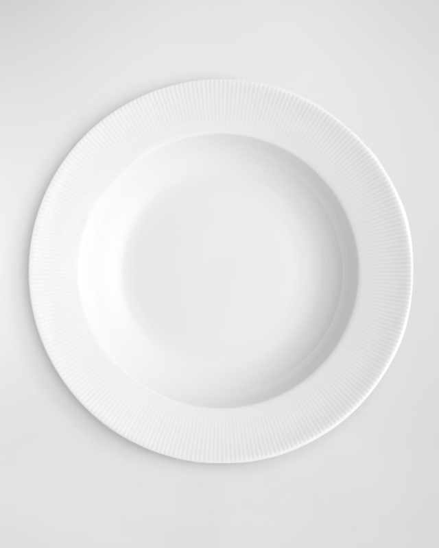 Eventail Set Of 4 Rimmed Pinstripe Soup Plates - 8.5"