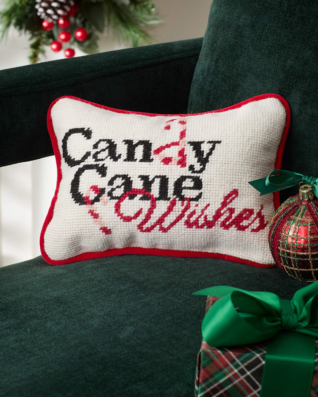 Candy Cane Wishes Pillow Decorative Pillow, 6.5" x 9"