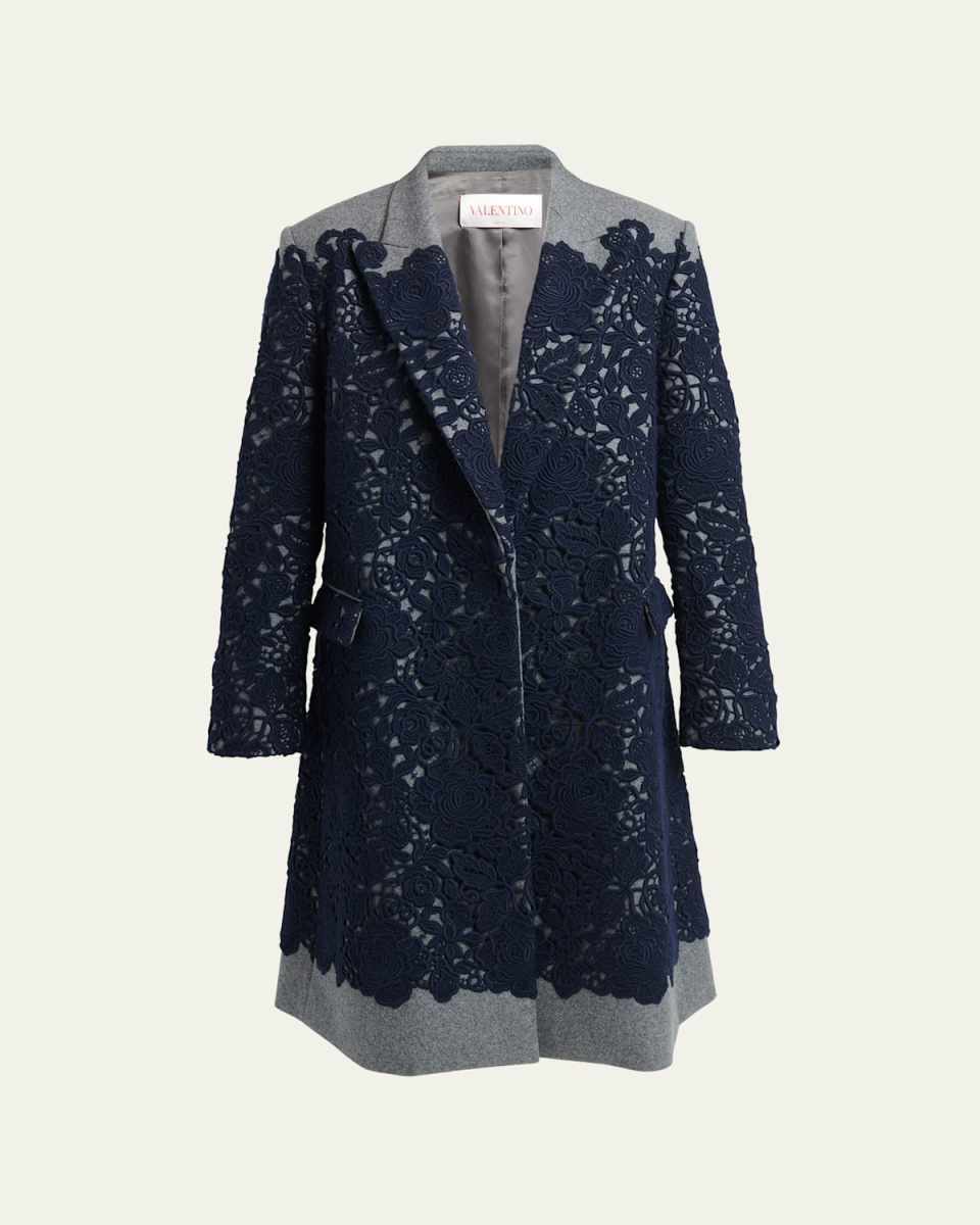 Floral Lace Applique Overcoat