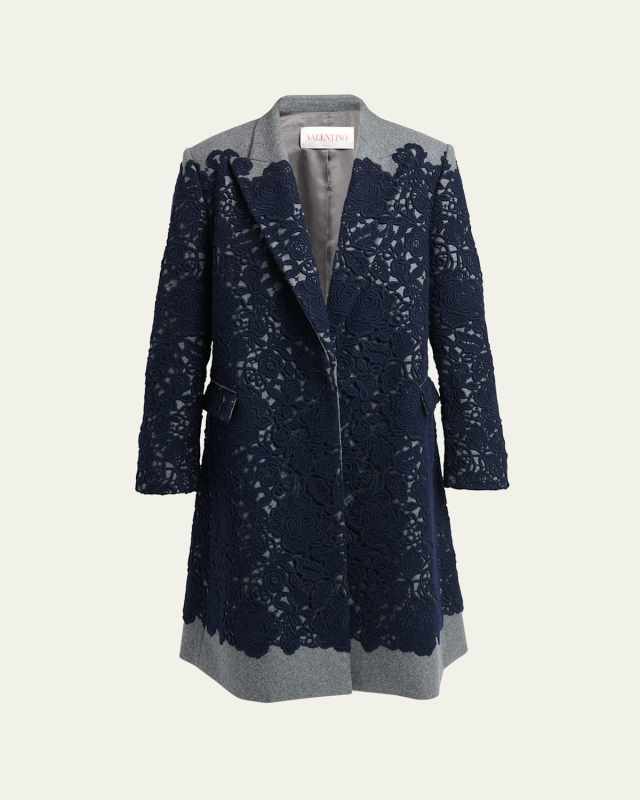 Floral Lace Applique Overcoat