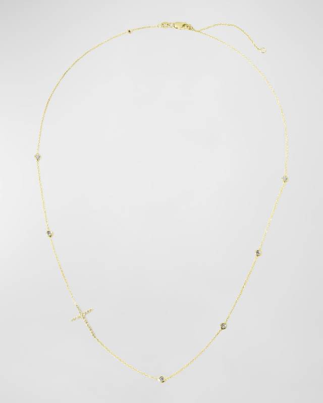 Integrated Diamond Cross Necklace, White Gold