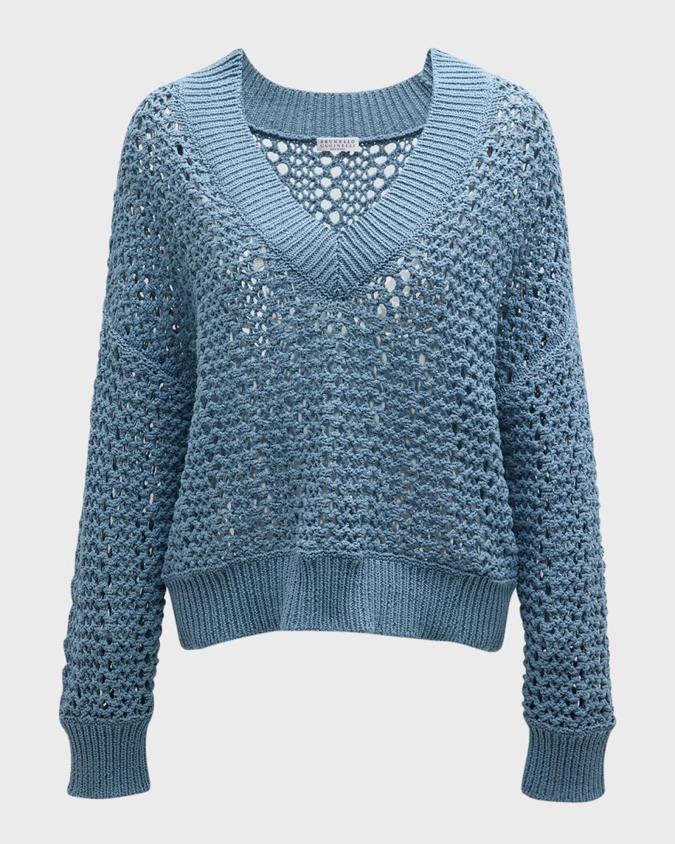 Cotton Open-Work Knit Sweat