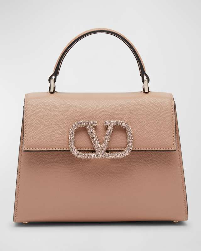 VSLING Small Rhinestone Leather Top-Handle Bag