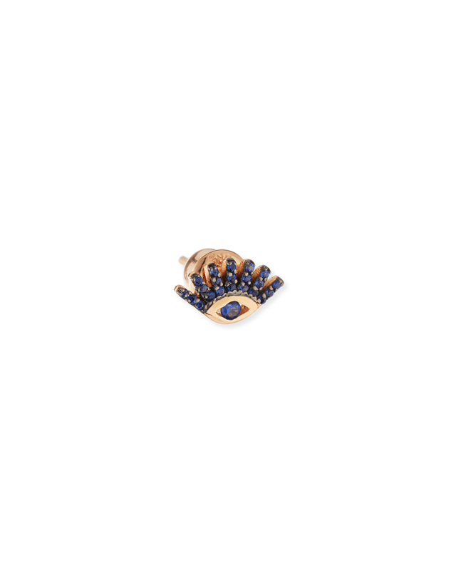 Protect Me 14K Rose Gold & Sapphire Evil Eye Stud Earring