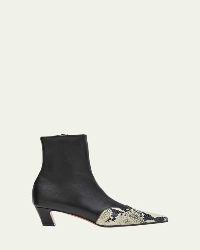Dallas Mixed Leather Ankle Boots