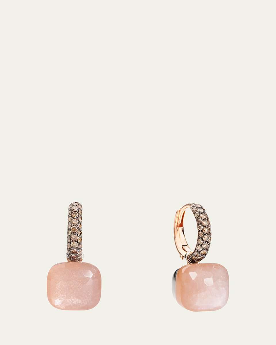 Nudo Classic 18K Rose Gold Earrings with Light Brown Moonstone and Brown Diamonds