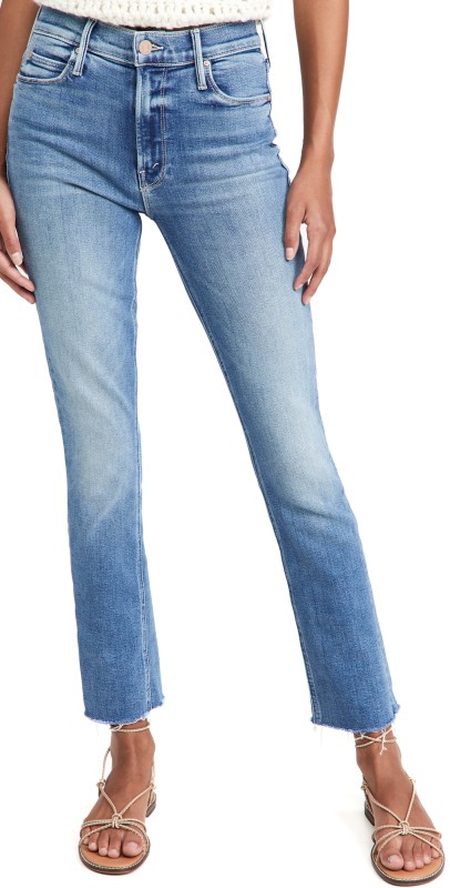 MOTHER Mid Rise Dazzler Ankle Fray Jeans Riding The Cliffside