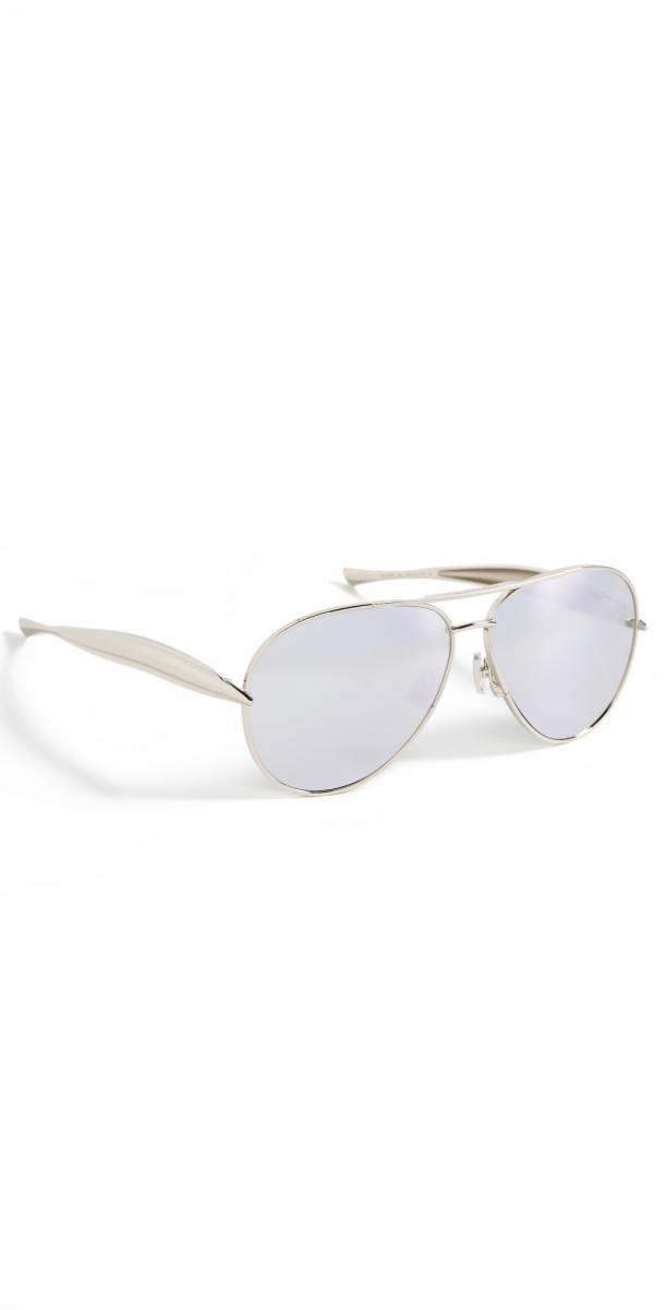 Bottega Veneta Sardine Sunglasses Silver-Silver-Silver