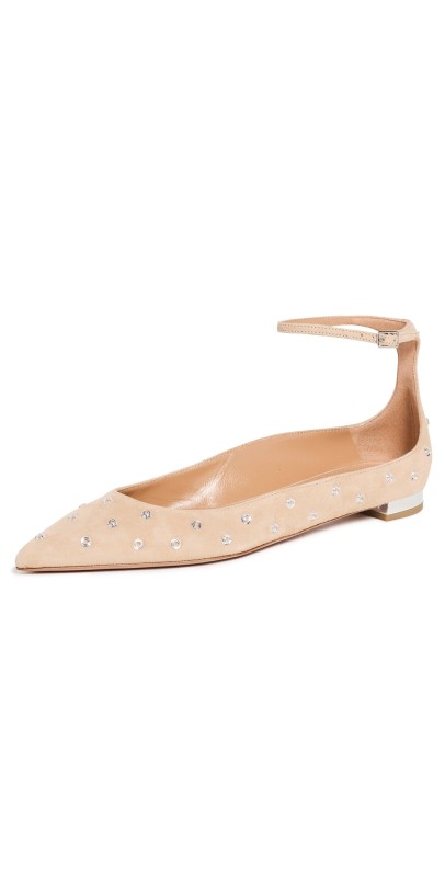 Aquazzura Love Affair Crystal Flats New Nude