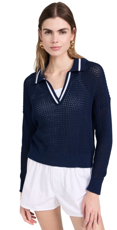 525 Cara Tipping Polo Pullover Dark Blue Multi