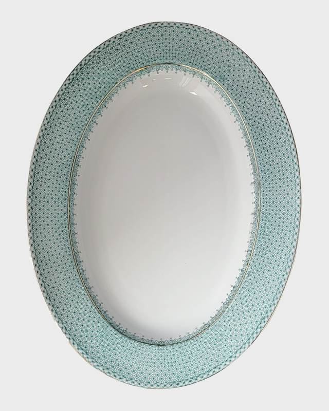 Green Lace Oval Platter