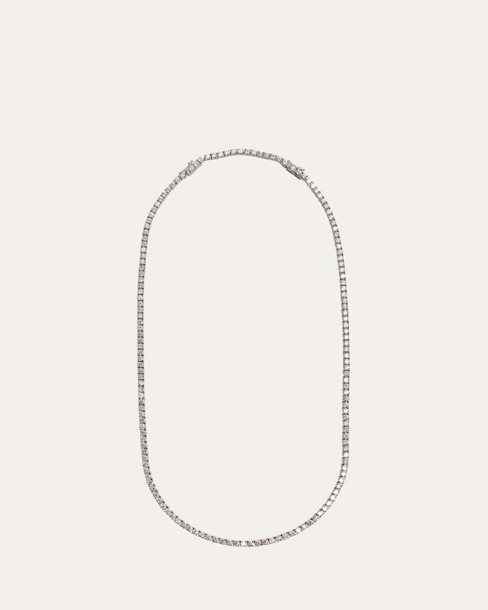 14K White Gold Medium Round Lab Diamond Tennis Necklace, 16-18"L, 12tcw