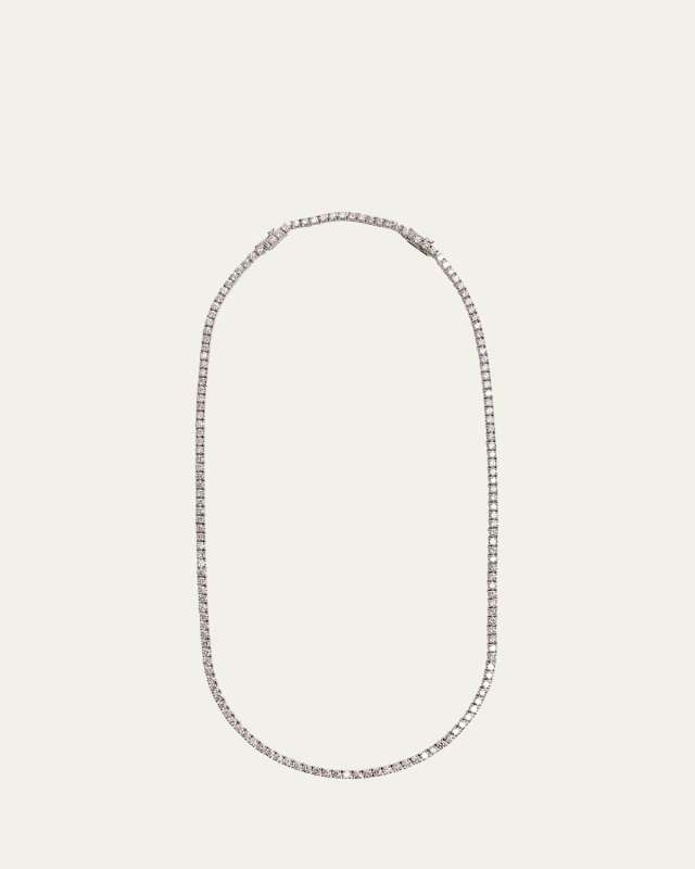 14K White Gold Medium Round Lab Diamond Tennis Necklace, 16-18"L, 12tcw