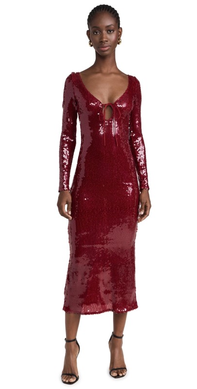 BARDOT Verona Sequin Maxi Dress Burgundy