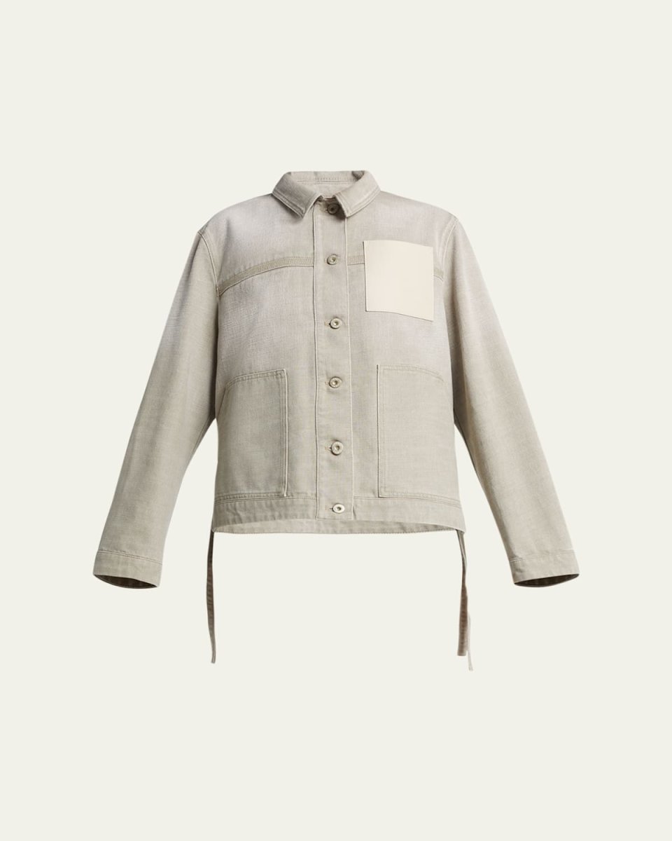 x Paula Ibiza Anagram Leather Patch Self-Tie Workwear Jacket