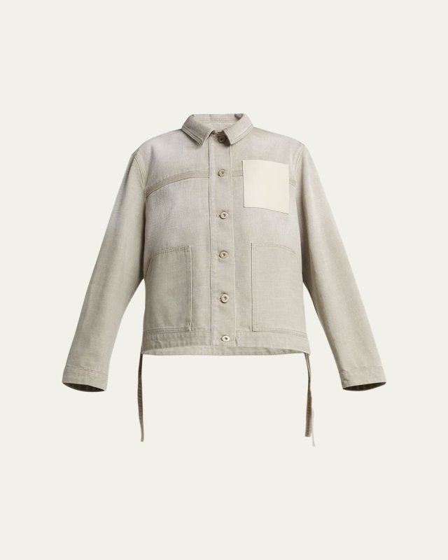 x Paula Ibiza Anagram Leather Patch Self-Tie Workwear Jacket