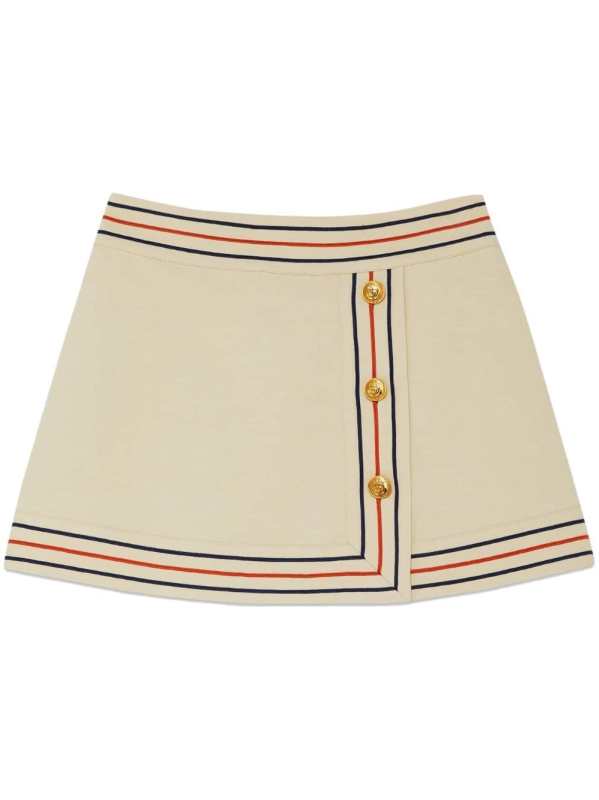 striped-border mini skirt